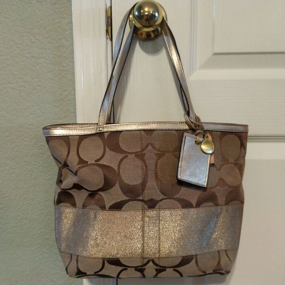 Signature Coach Tote Bag Satchel Brown Handbag No J0668-10124 - Picture 2 of 14